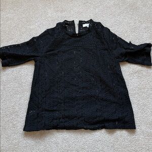 LOFT Black Lace Women's Blouse See-Through